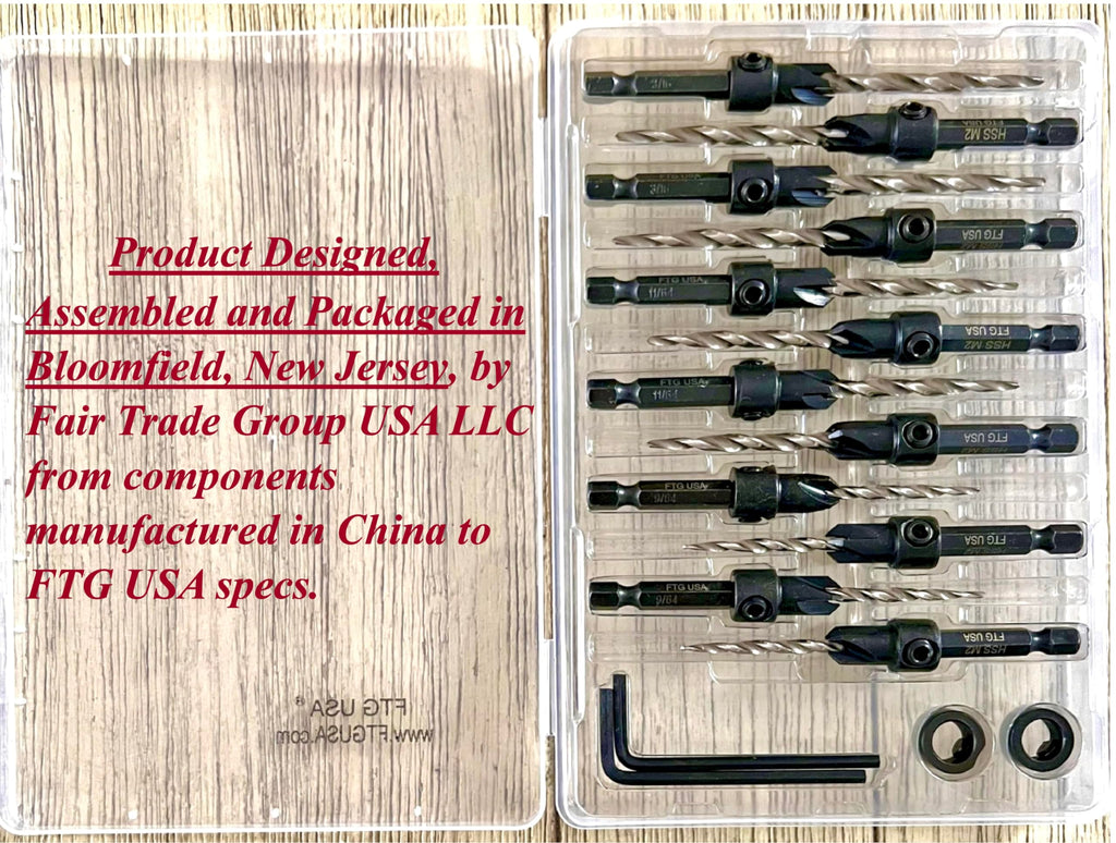 FTG USA Countersink Drill Bit Set #6, #8, #10 (4 Pc Each) Tapered Drill Bit