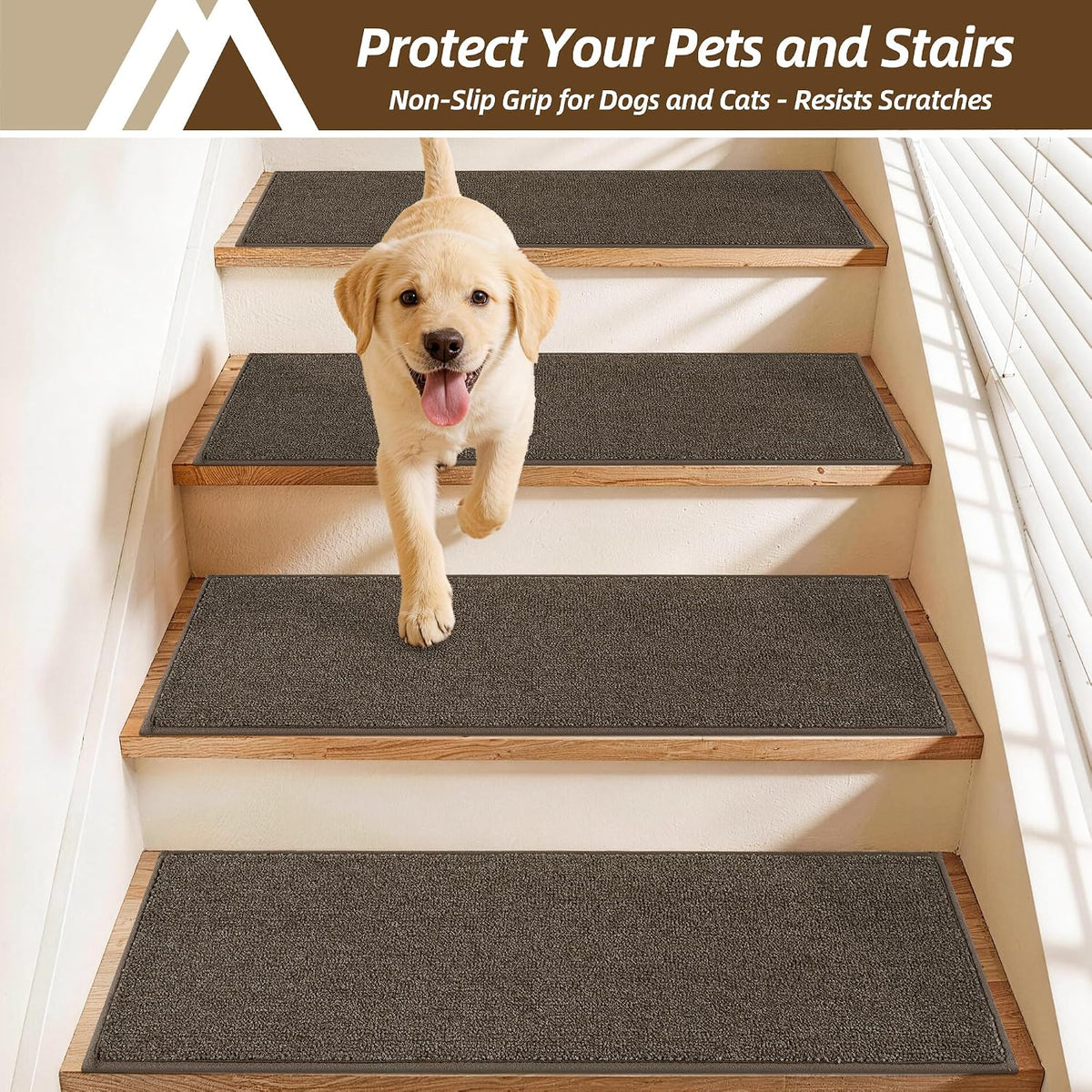 Bullnose Carpet Stair Treads Stair Protector 11"x30",14Pc,Brown