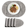 Heat Resistant Oval Placemats Set of 4, Light Grey