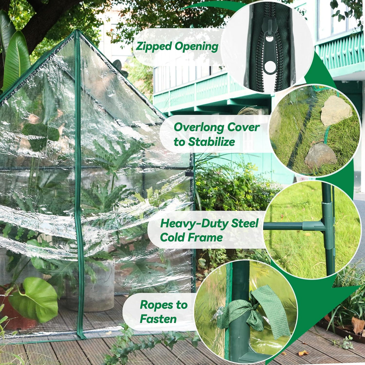 Small Walk-in Greenhouse, 36.2"(L) x53.3(W) x66.1(H) | Heavy Duty Portable Green House for Outside with Sturdy Frame