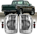 USR UNIQUE STYLE RACING 01-05 PJ PickUp Tail Light – Rear Lamps (Left + Right) Pair - Compatible with 2001-2005 Ford Ranger Pick Up Truck with Standard Bed - 3rd Gen (CLEAR LENS with COLOR BULBS)