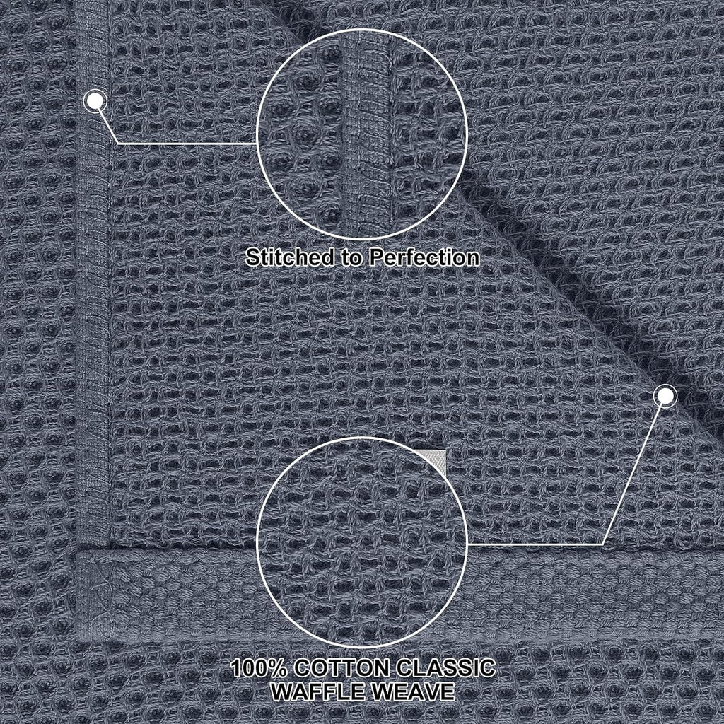8 Pack 100% Cotton Kitchen Towels and Dishcloths Set, Dark Grey | 12 x 12 Inches and 13 x 28 Inches Kitchen Towels