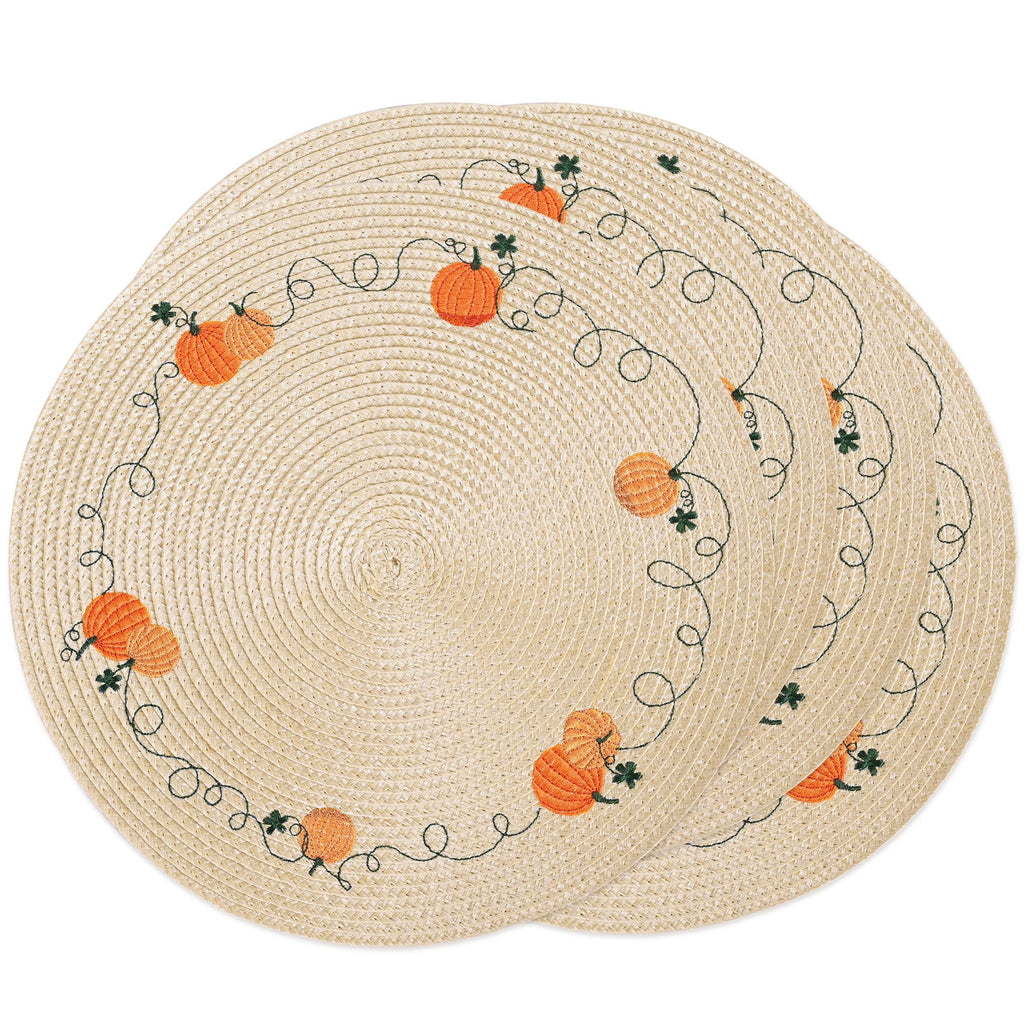 Round Fall Placemats Set of 4 PP Pumpkin Placemats