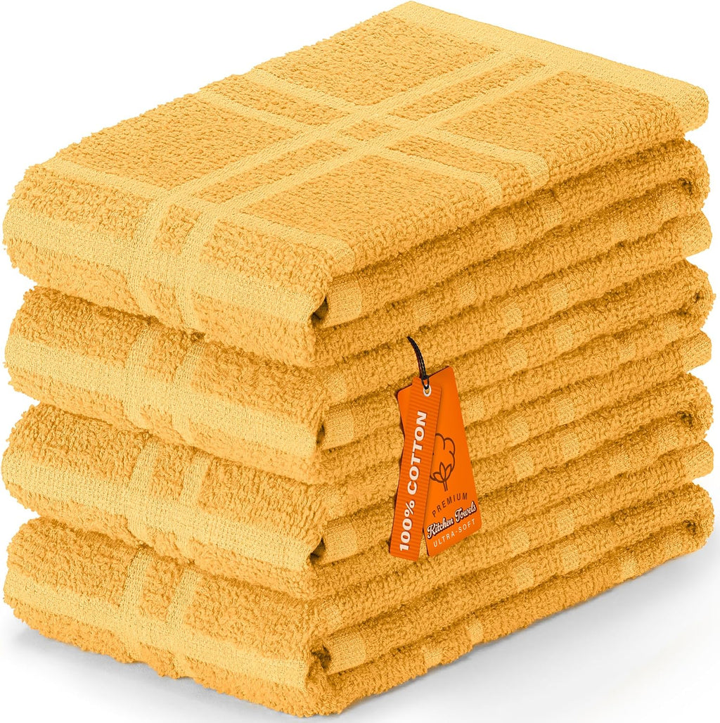Large Kitchen Towels, 100% Cotton, Plaid Rags, 15 x 25, Assorted