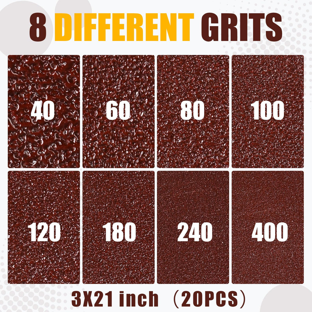 ZXOEJF 3 x 21 Inch Sanding Belts, 20 Pcs 240 Grits Sander Paper
