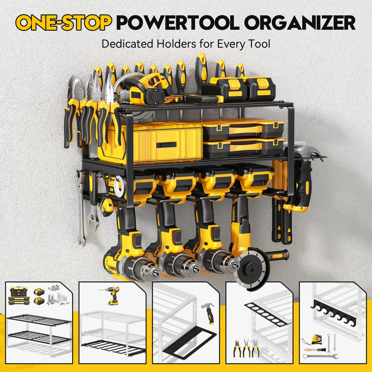 fanatato Power Tool Organizer Wall Mount Cordless Drill Holder