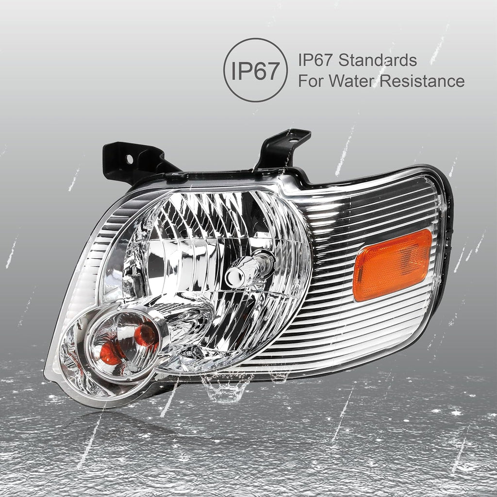 Pair Chrome Headlights Compatible with 2006-2010 Ford Explorer