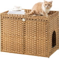 Cat Litter Box Enclosure, Extra Large Hidden PE Rattan Natural