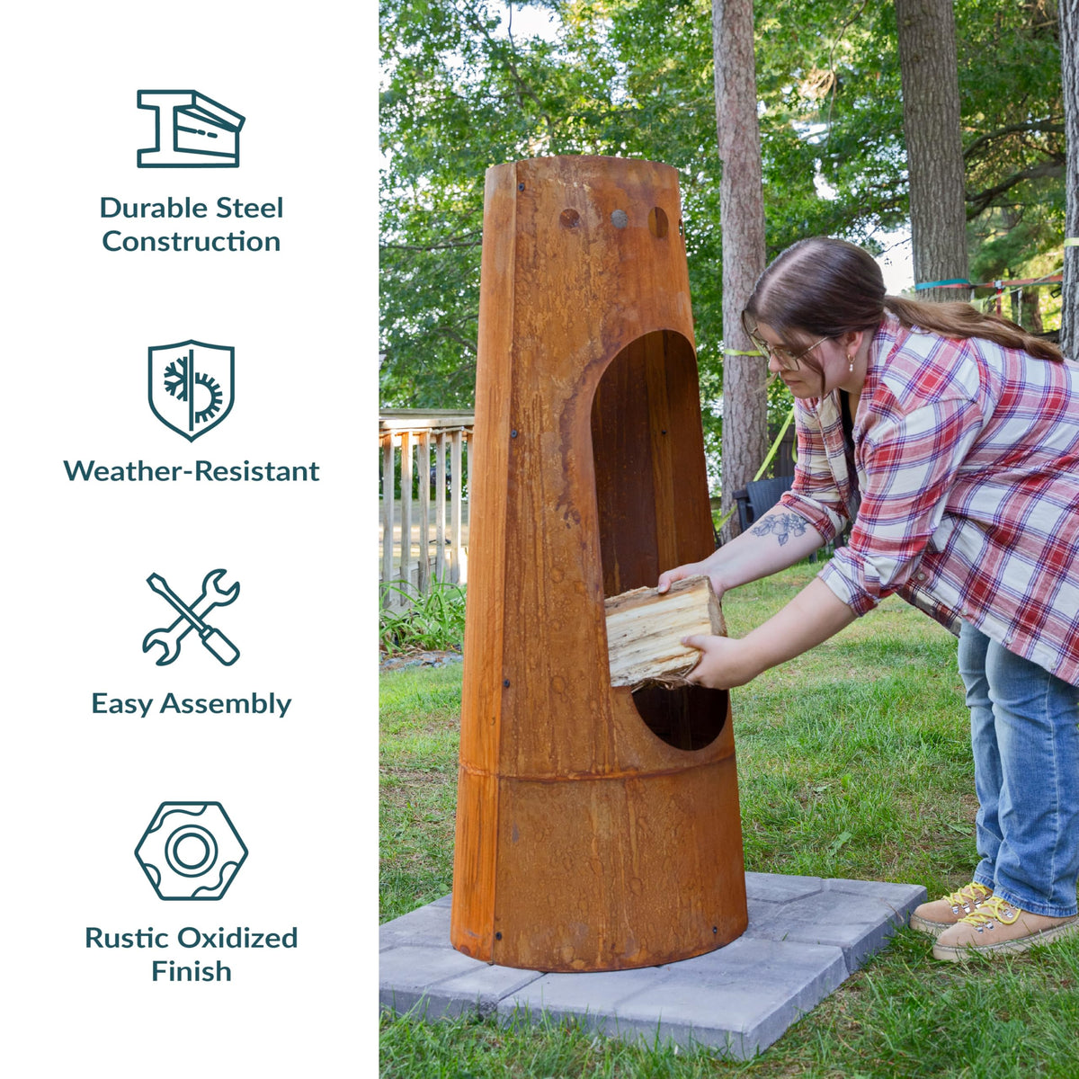 Sunnydaze Santa Fe Large Wood Burning Chiminea Outdoor Fireplace, 50"