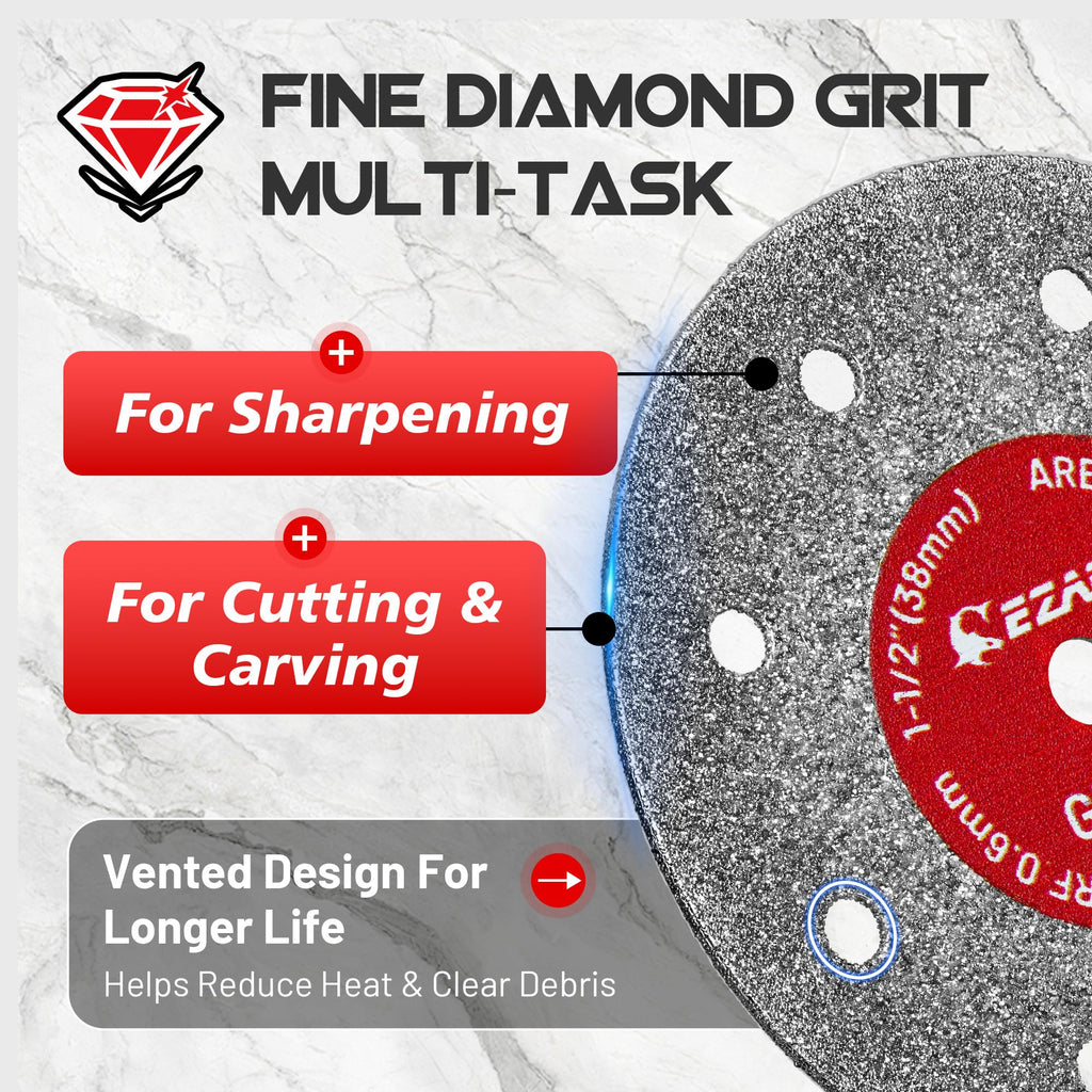 EZARC 1-1/2 Diamond Tile Cutting Wheels with Mandrel, 0.6mm Kerf, 3-Pack