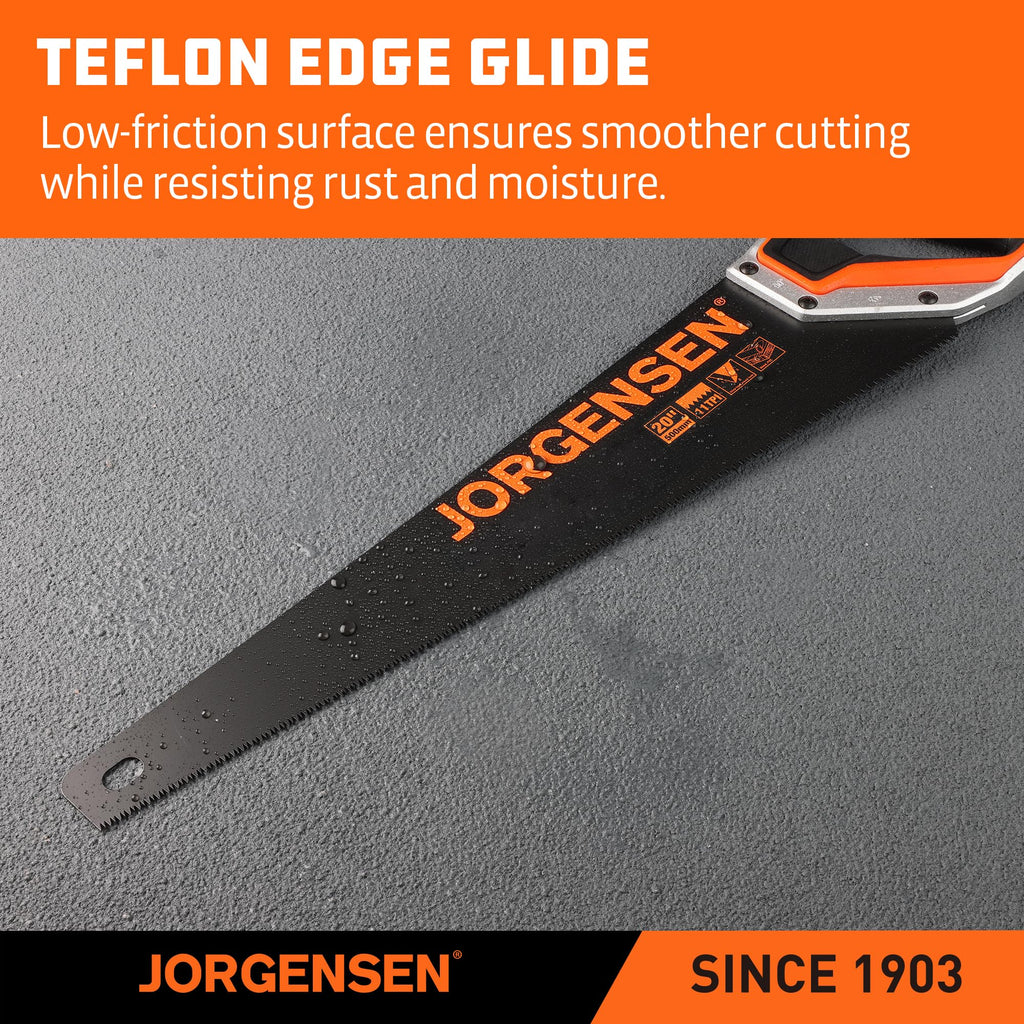 JORGENSEN 20-Inch Hand Saw, 11 TPI Coarse Blade for Wood Cutting