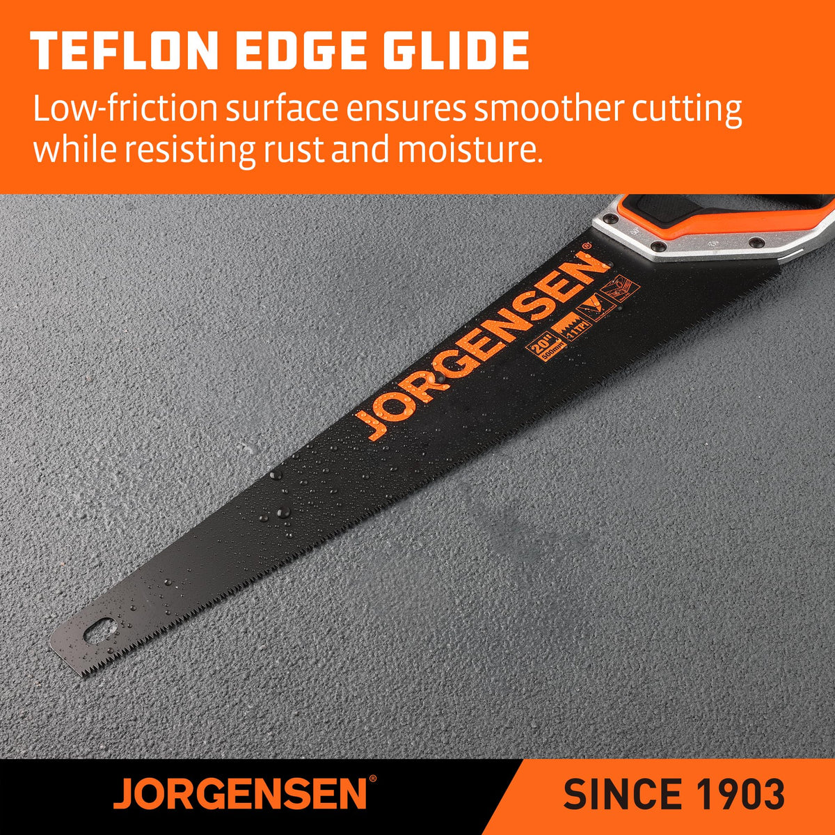 JORGENSEN 20-Inch Hand Saw, 11 TPI Coarse Blade for Wood Cutting