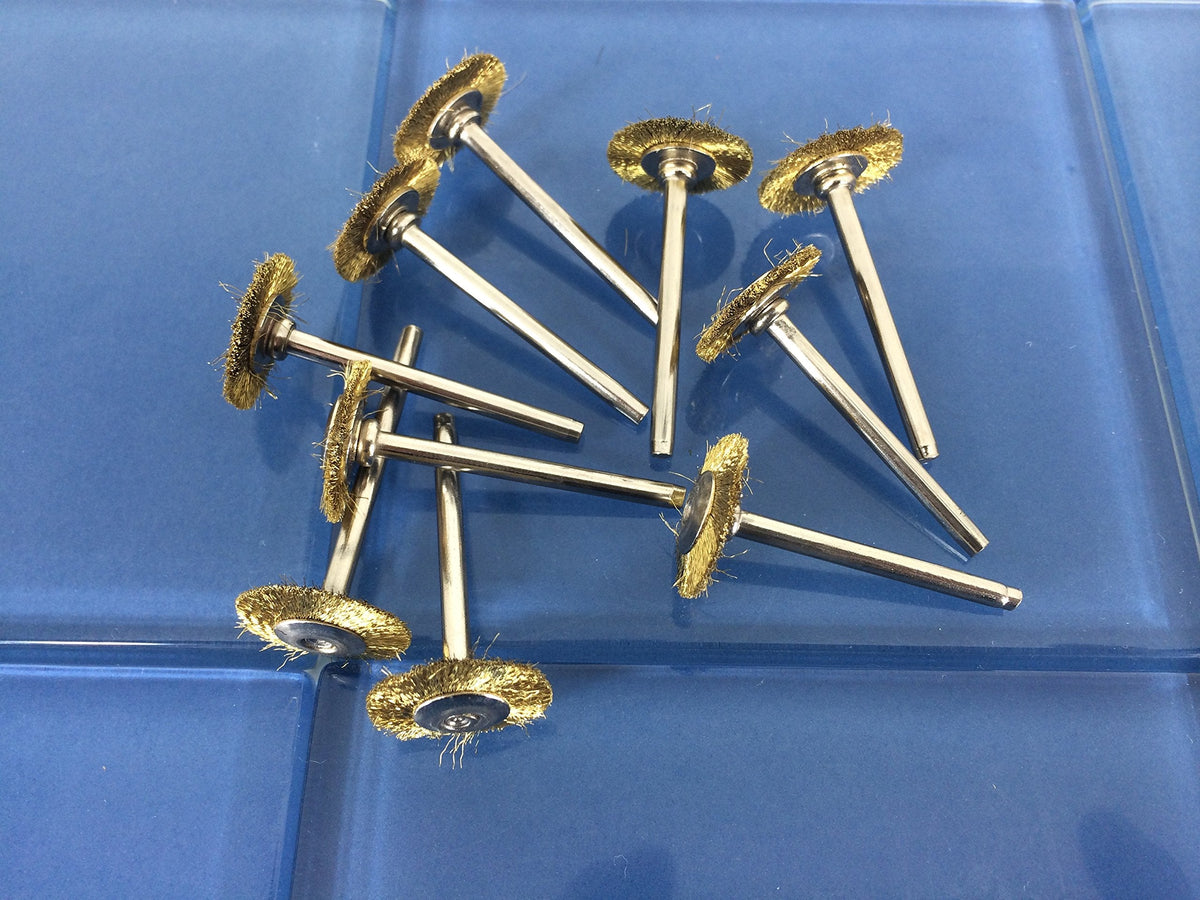 TMAX 10p Brass Bristle 3/4" Flat Wire Brush Wheel for Dremel & Rotary Tool