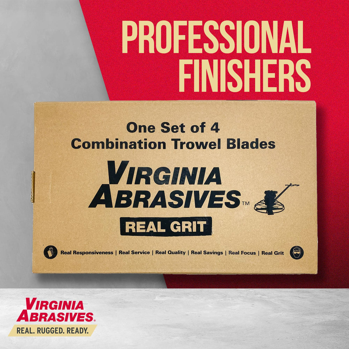 Power Trowel Combination Blades, 8" x 18", Fits 46" Machines, Set of 4