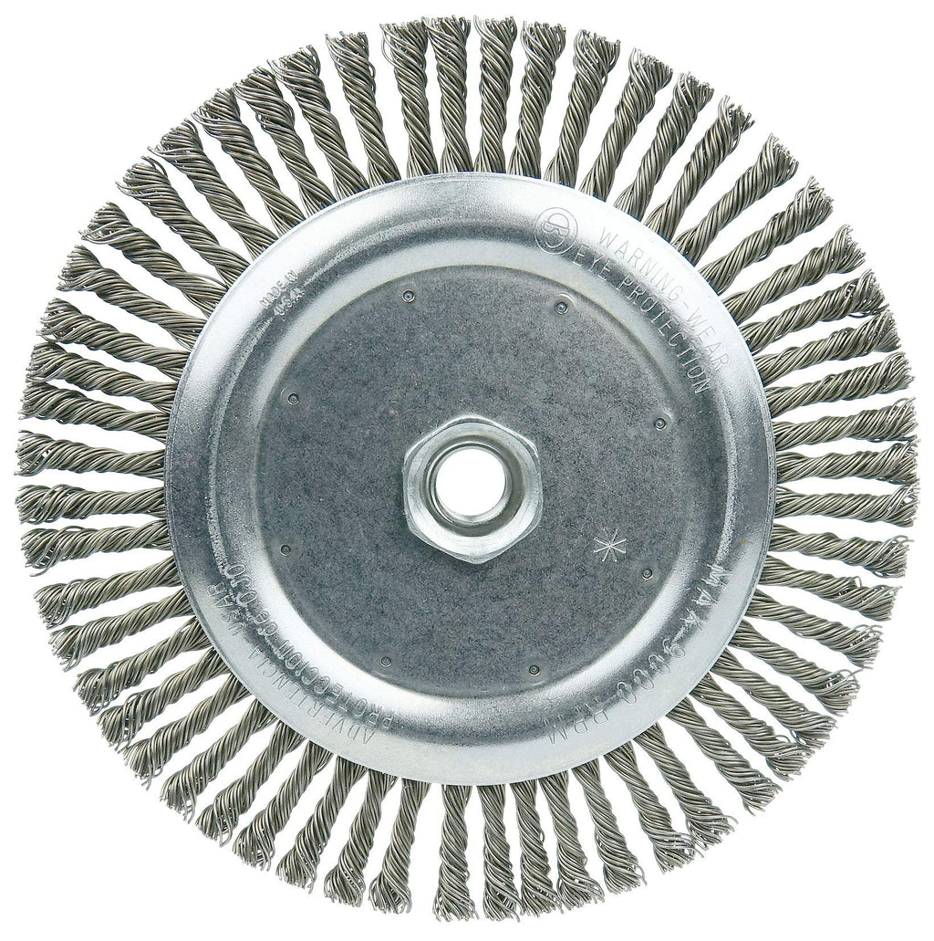 Weiler 36297 Wolverine 7" Knot Wire Wheel, Stringer Bead Twist, 0.020" Steel Fill, 5/8"-11 UNC Nut, Made in The USA (Pack of 10)