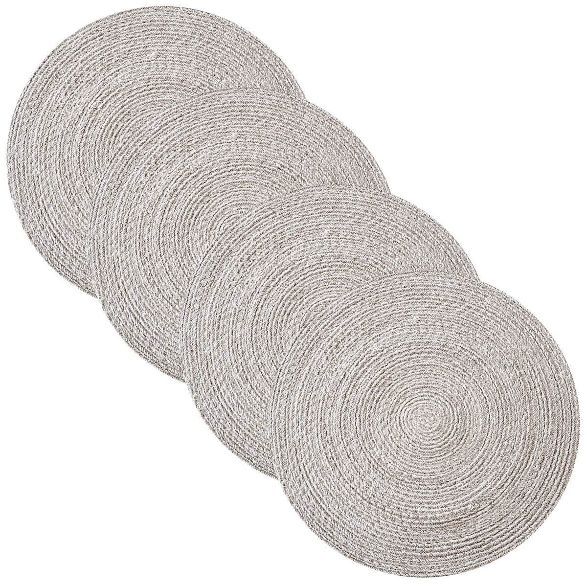 Round Placemats Set of 4-100% Cotton Two-Tone Placemat for Dining Table - Woven Braided Table Setting Place Mat
