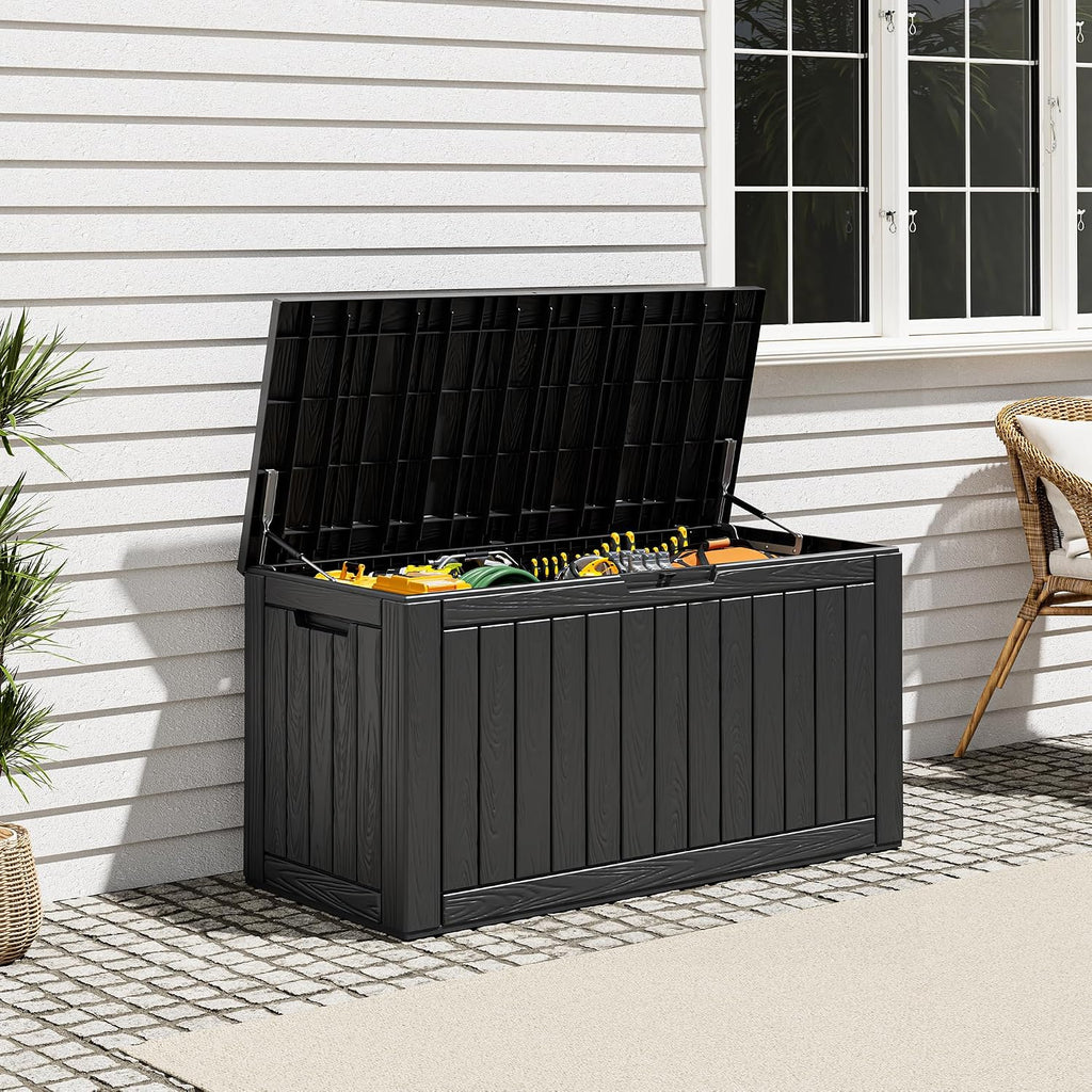 Oudoor Storage Deck Boxes Waterproof, Waterproof and UV Resistant Outdoor Storage Box Lockable Lid for Delivery Box