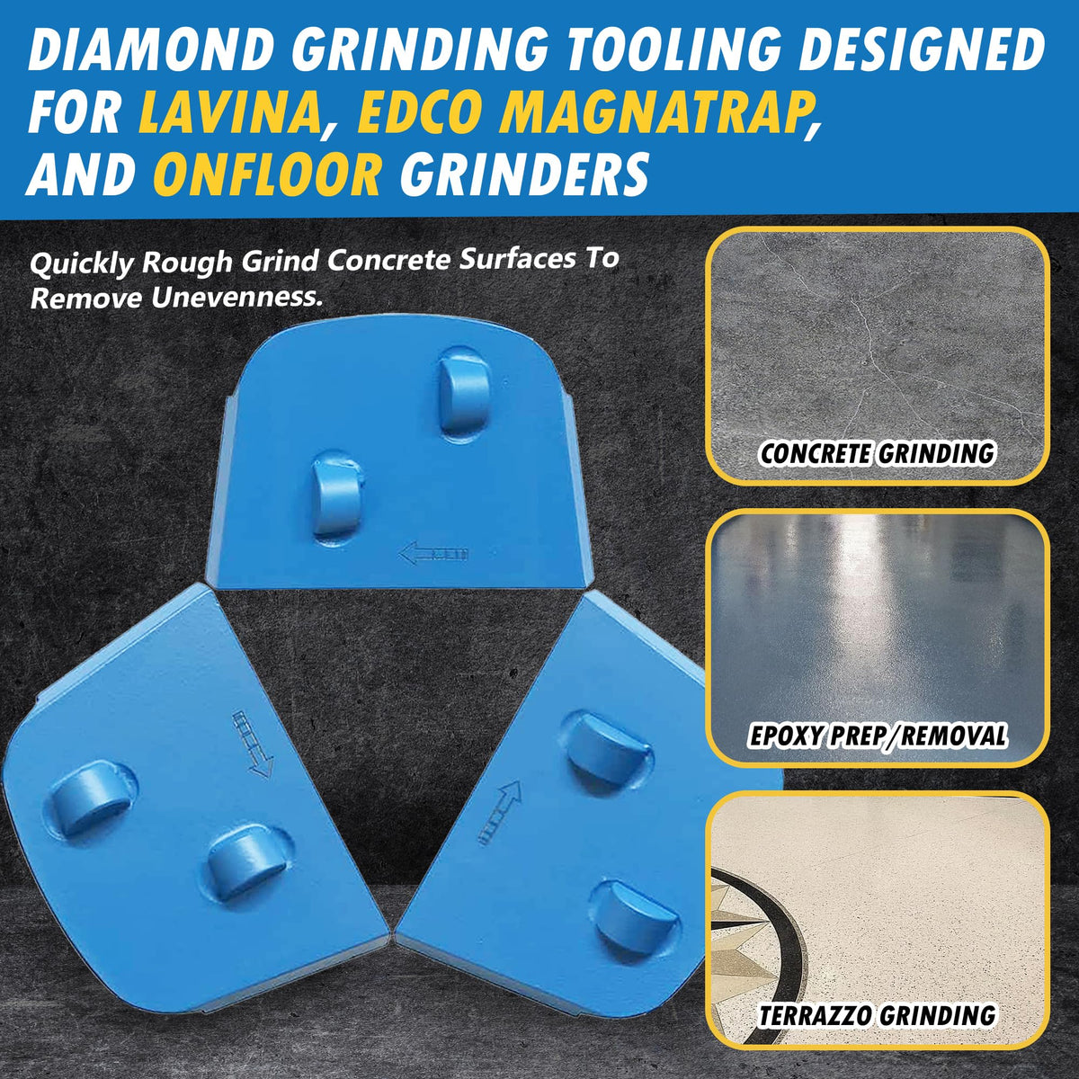 PCD Grinding Discs for Lavina, 2 Half Rounds with Bar, clockwise