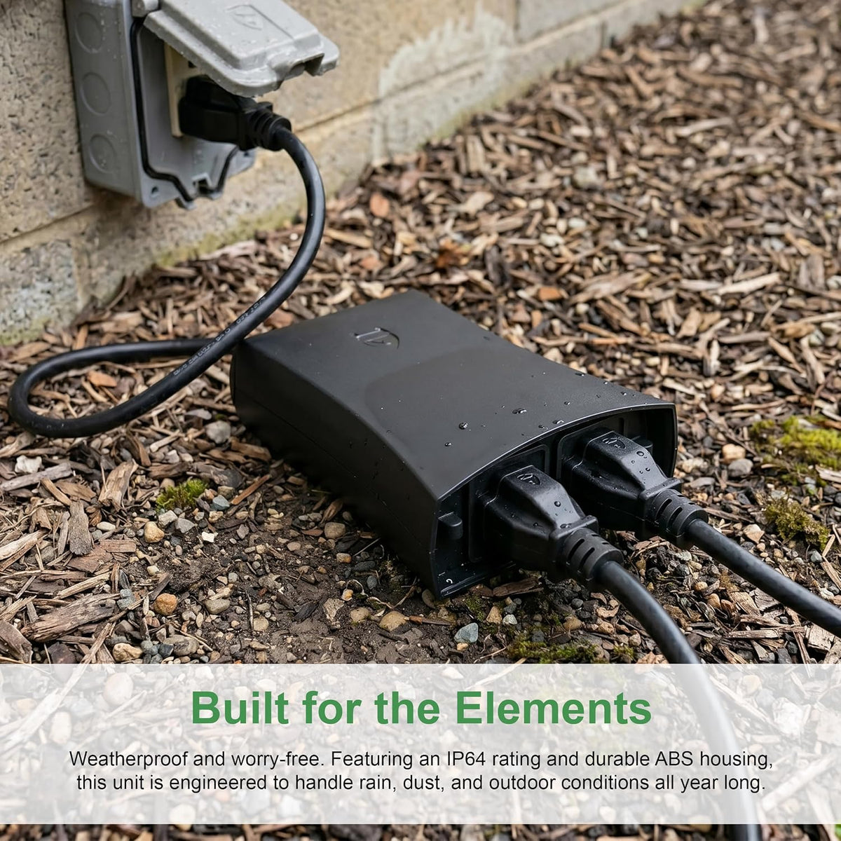 Outdoor Smart Plug Outlet, 1875W 125V, Dual Outlet, WiFi, Timer, Voice Control,Weather Resistant