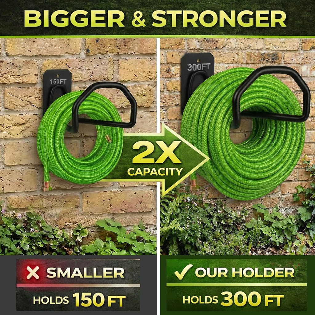 Garden Hose Holder Hose Hanger Wall Mount Water Hose Holders for Outside | Oversized Heavy Duty Hose Rack for 300ft