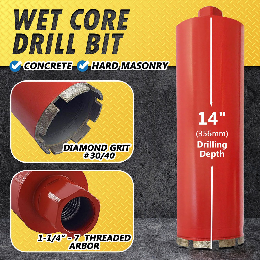 6" Wet Diamond Core Bit for Concrete & Masonry, 1-1/4"-7 Arbor