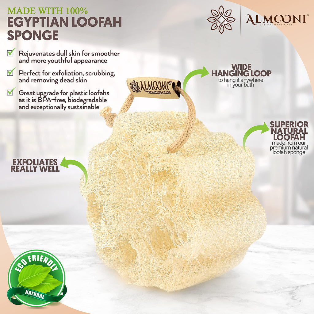 Mini Natural Loofah Sponge, Egyptian Shower Sponge, 3 Count