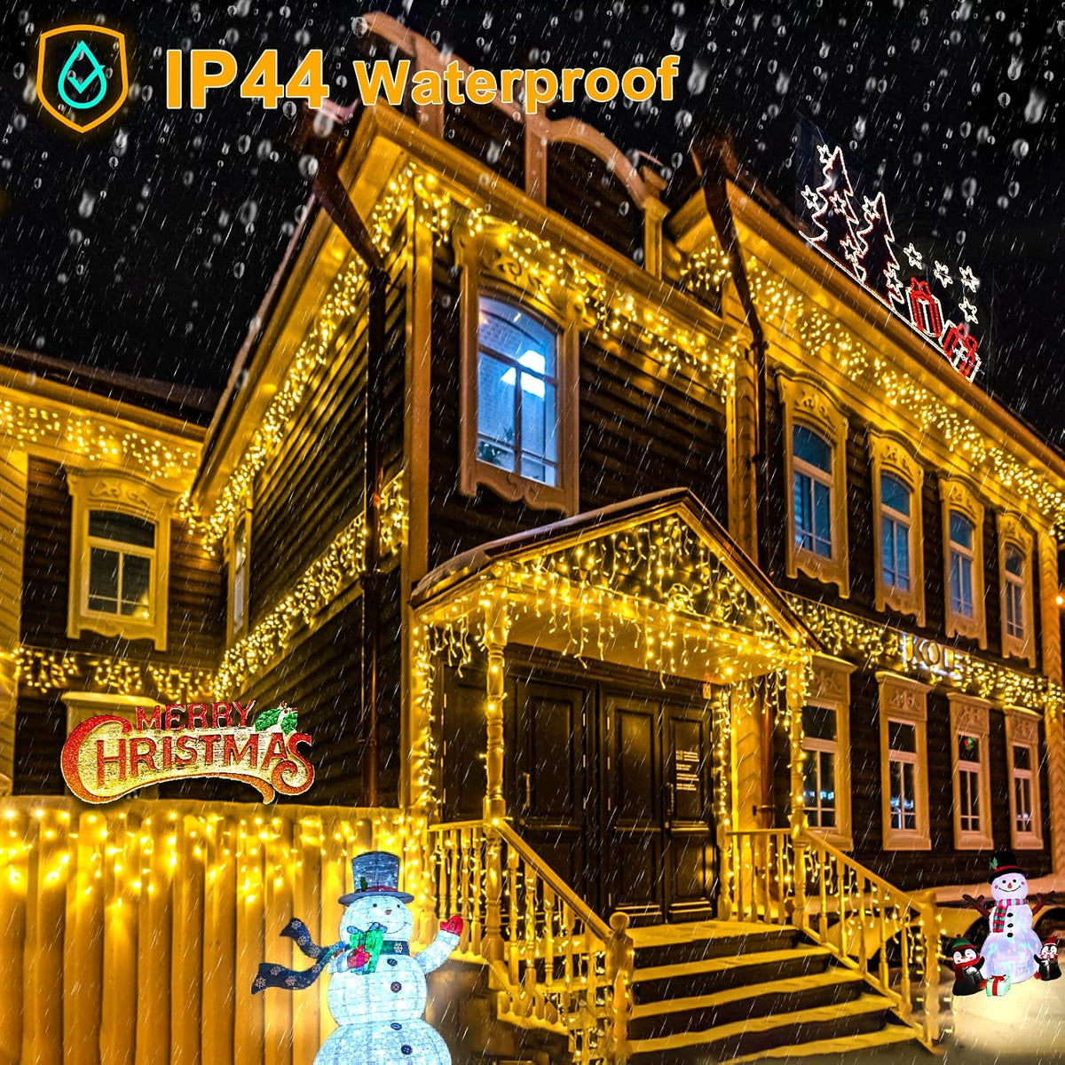 Warm White Christmas Lights Outdoor Icicle Lights for Outside 66ft 640 LEDs | Twinkle String Lights with Connectable