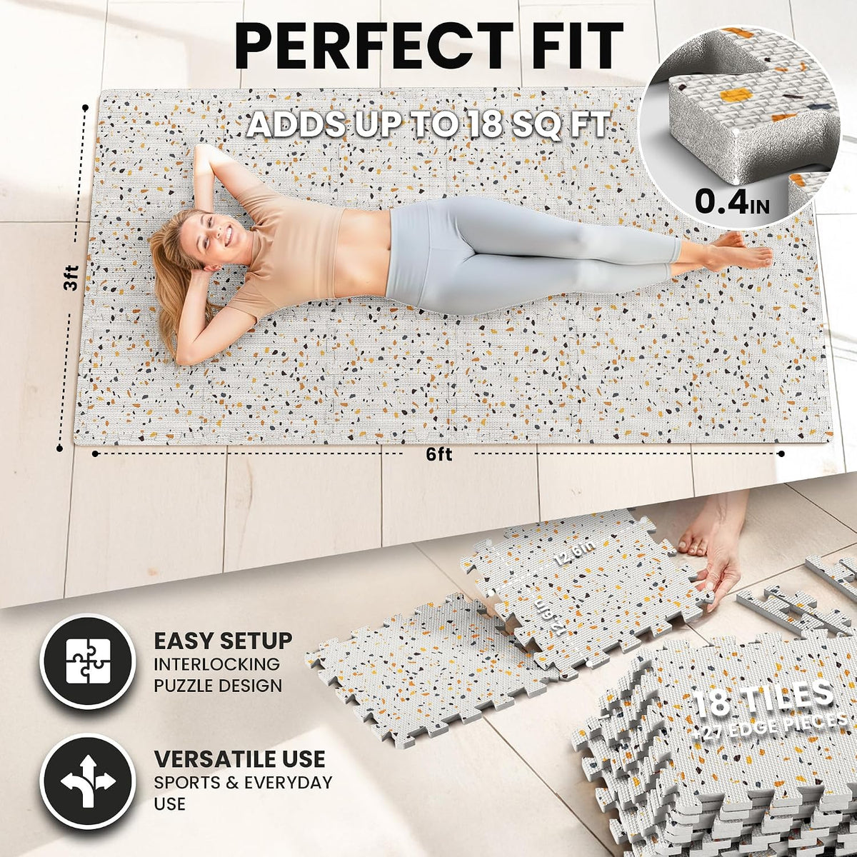 Gym Mats Set - EVA Interlocking Foam Floor Tiles Workout Mat Puzzle