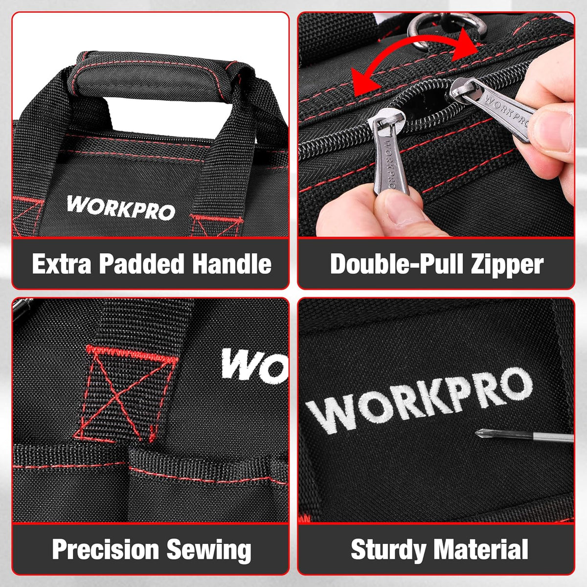 14-inch Tool Bag, Multi-pocket Tool Organizer with Adjustable Shoulder Strap, W081021A , black
