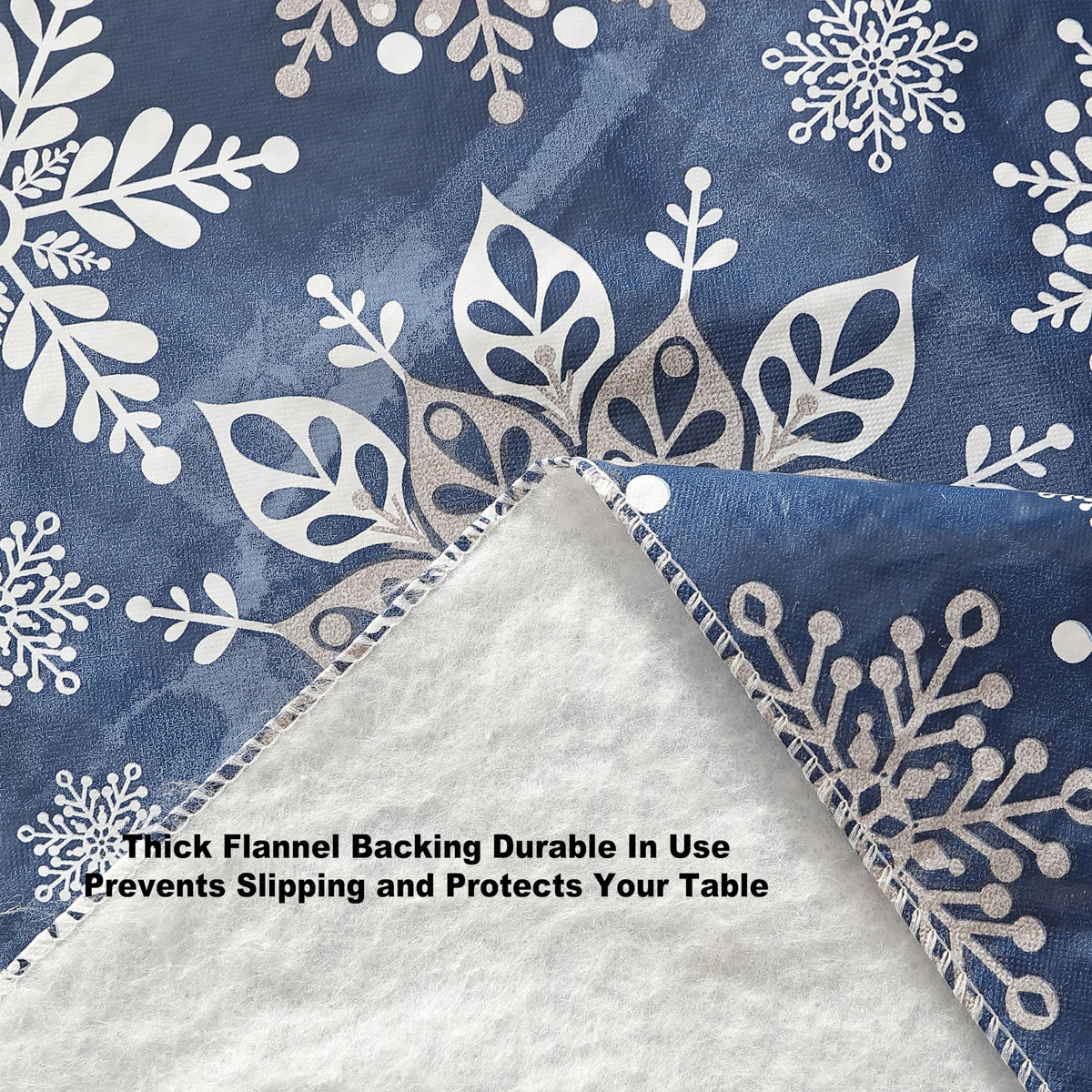Christmas Navy Snowflake 60 x 120 Rectangle Vinyl Tablecloth