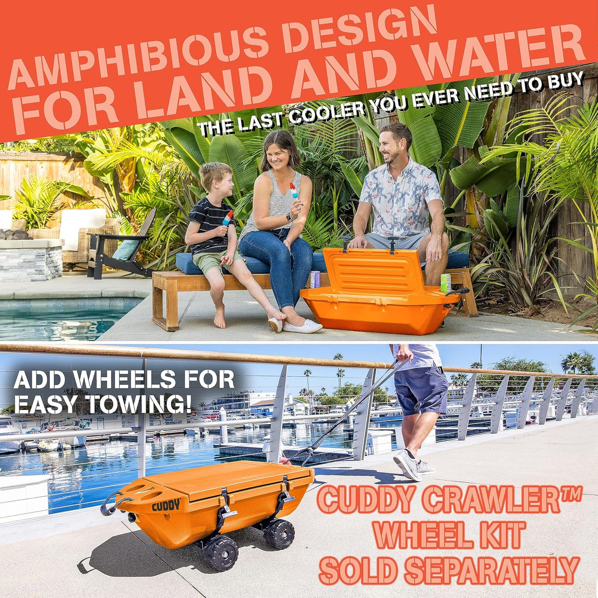 CUDDY Floating Cooler and Dry Storage Vessel for Land & Water – 40QT– Great for River, Beach, Kayak, Pool, & Lake