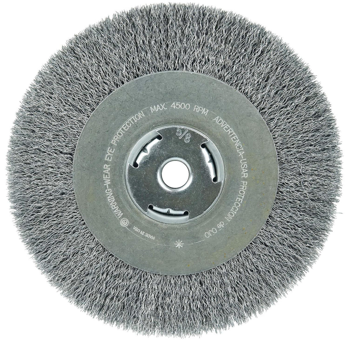 Weiler 36206 Wolverine 8" Crimped Wire Wheel, .014" Steel Fill, Wide Face, 5/8" Arbor Hole, Made in The USA