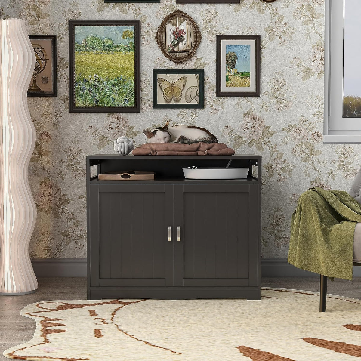 Cat Litter Box Enclosure, Large Wooden, Espresso