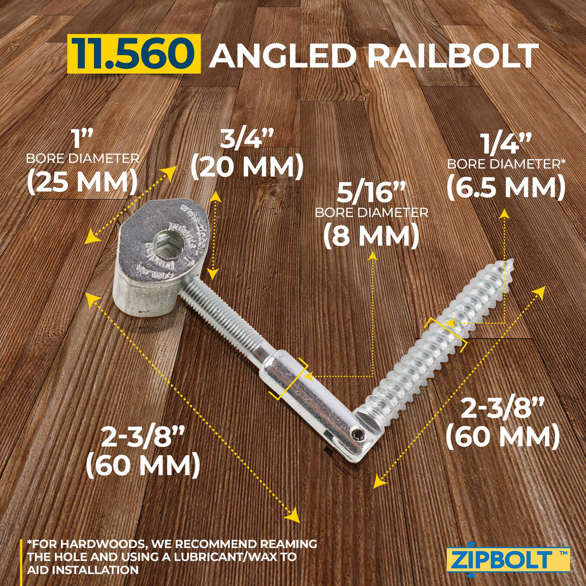 Angled Handrail to Newel Post Installation Kit - Staircase Angled Railbolt Bundle (Includes 11.560 Lower & 13.960