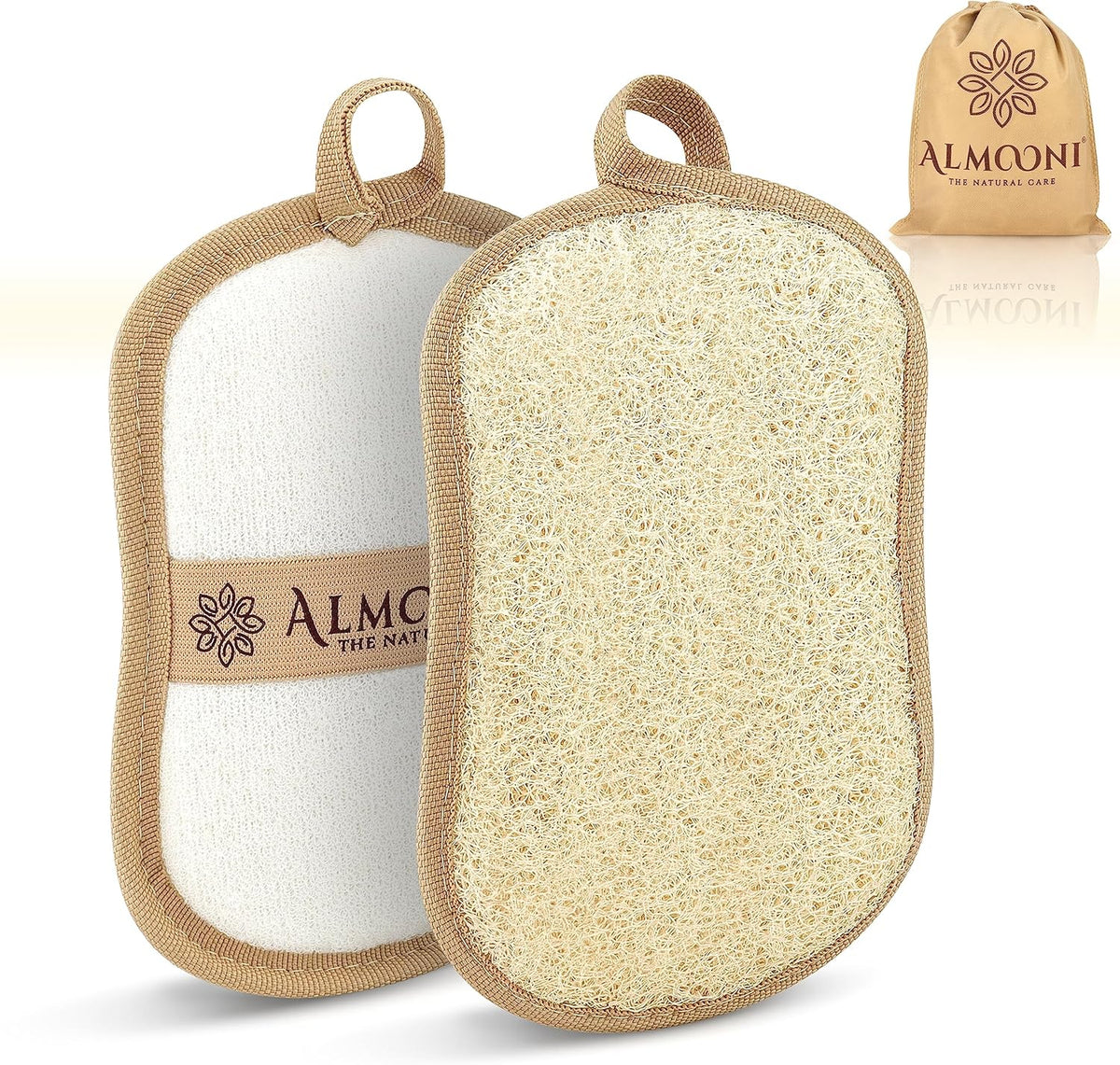 Premium Exfoliating Loofah Pad Body Scrubber, Made with Natural Egyptian Shower loofa Sponge- Bow Tie Shaped Loofah