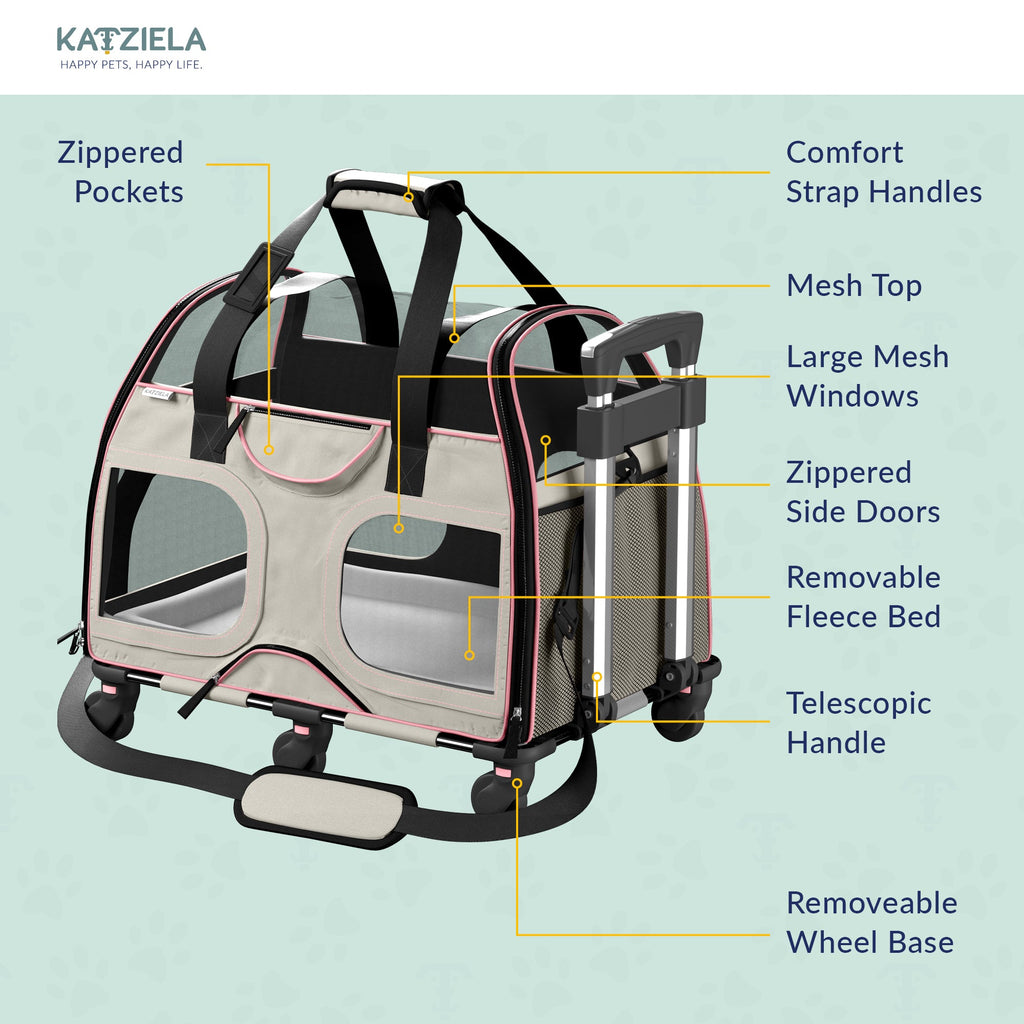 Katziela Luxury Rider PRO pet carrier – White/Pink