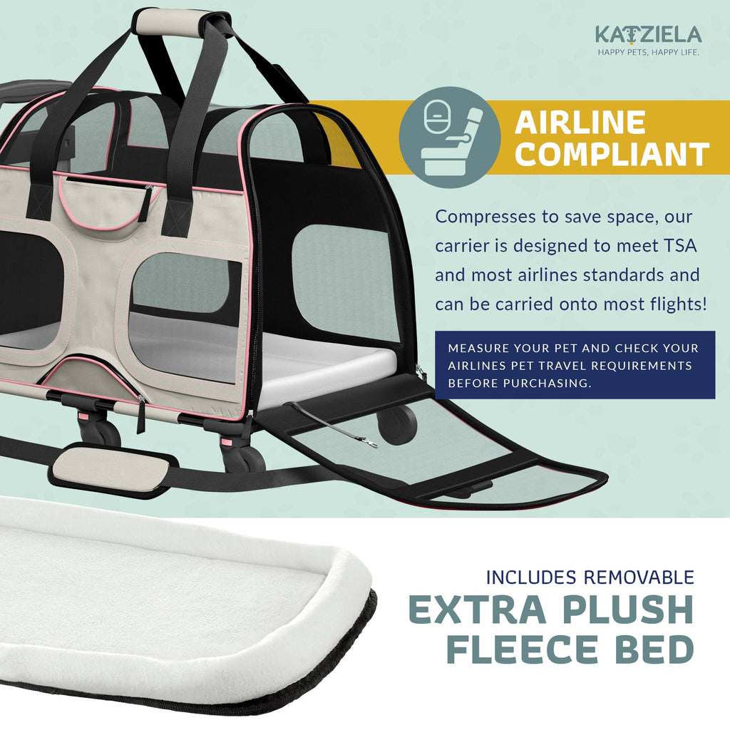 Katziela Luxury Rider PRO pet carrier – White/Pink